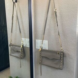Rebecca Minkoff Taupe Crossbody Bag with Gold Accents